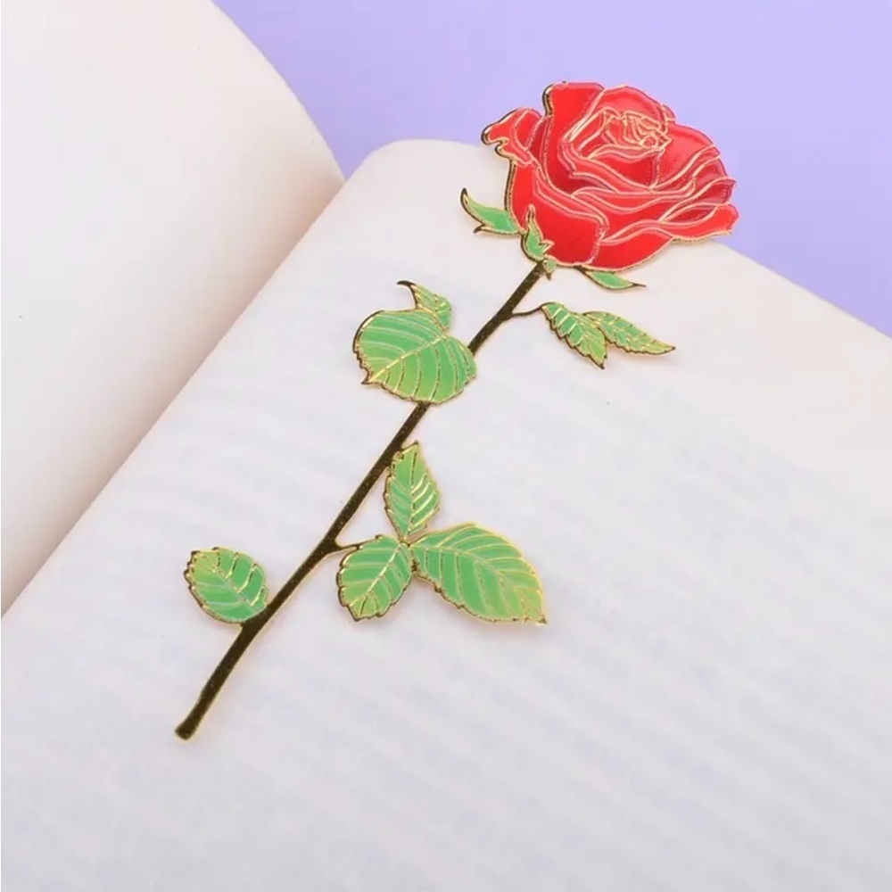 Metal Red Rose Bookmarks for the avid readers and a great gift 4.2in x 1.4in